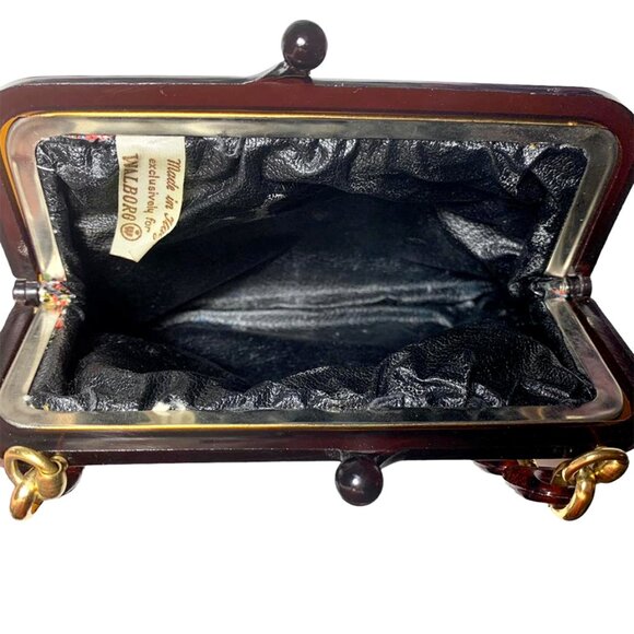 VINTAGE Walborg RARE Petit Point Tapestry Bag With Lucite Chain Strap - Picture 6 of 6